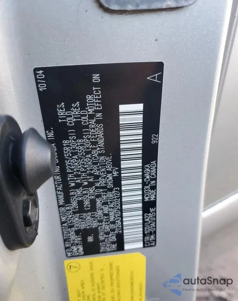 2005 Lexus Rx 330 z USA, uszkodzony, nr VIN 2T2GA31U75C021273